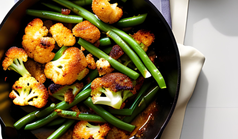 Spicy-Roasted Cauliflower with Green Beans